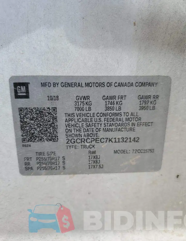 2GCRCPEC7K1132142 Photo# 12
