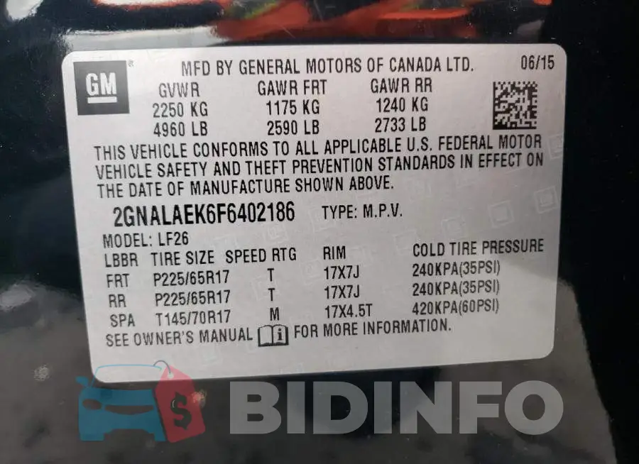 2GNALAEK6F6402186 Photo# 13
