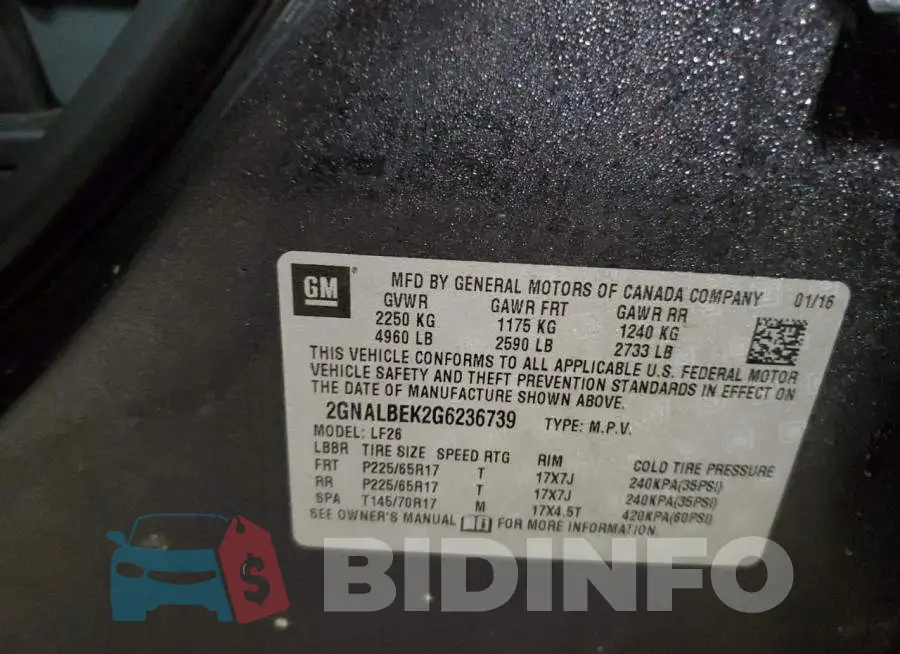 2GNALBEK2G6236739 Photo# 12