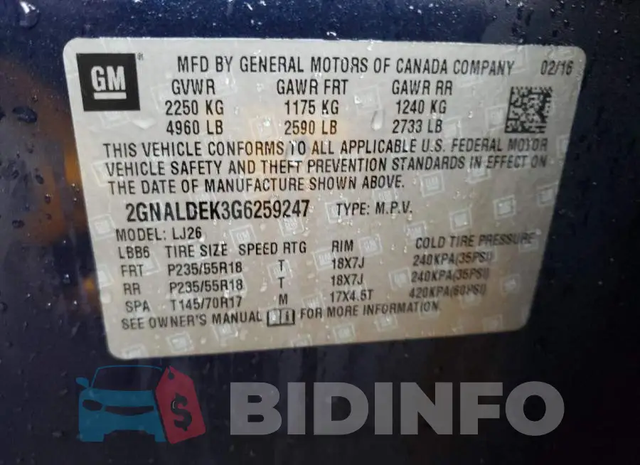 2GNALDEK3G6259247 Photo# 13