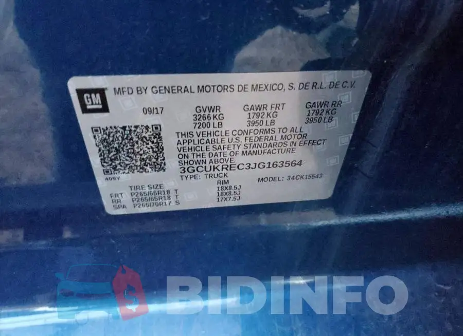 3GCUKREC3JG163564 Photo# 14