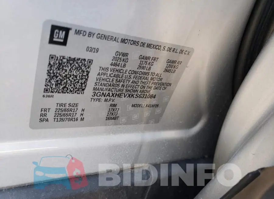 3GNAXHEVXKS631084 Photo# 12