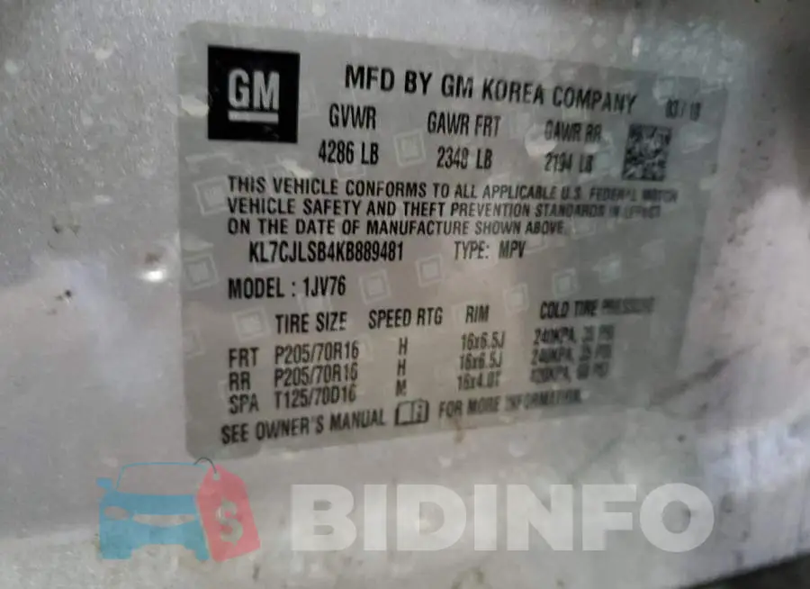 KL7CJLSB4KB889481 Photo# 13