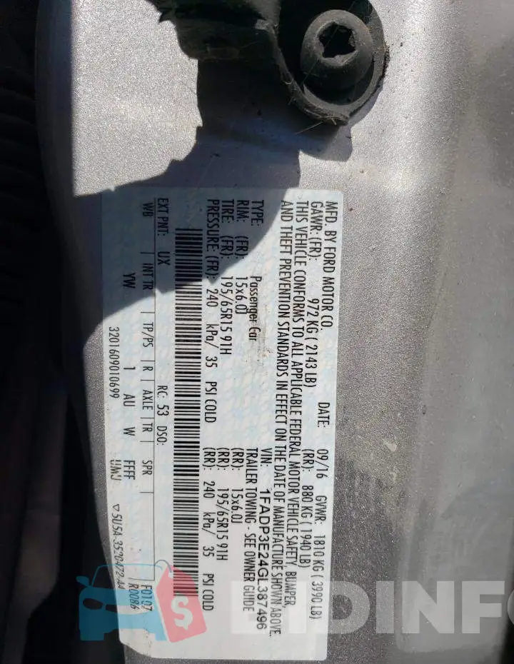 1FADP3E24GL387496 Photo# 10