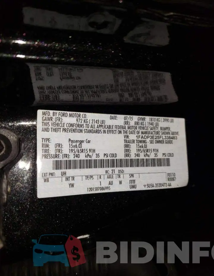 1FADP3E25FL338483 Photo# 12