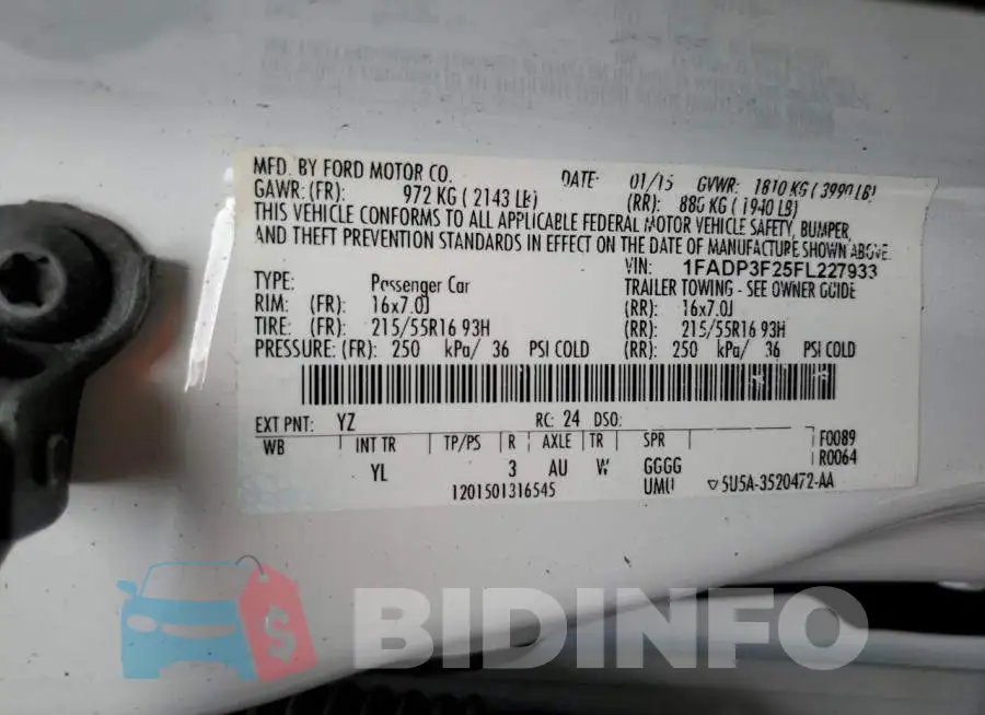 1FADP3F25FL227933 Photo# 12