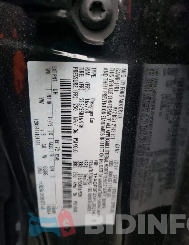 1FADP3F2XFL202140 Photo# 12