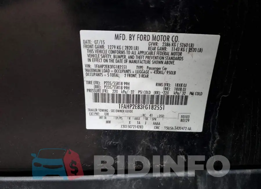 1FAHP2E83FG182551 Photo# 12