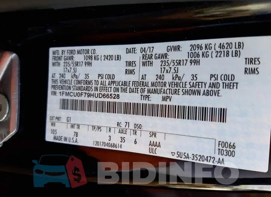 1FMCU0F79HUD66528 Photo# 13