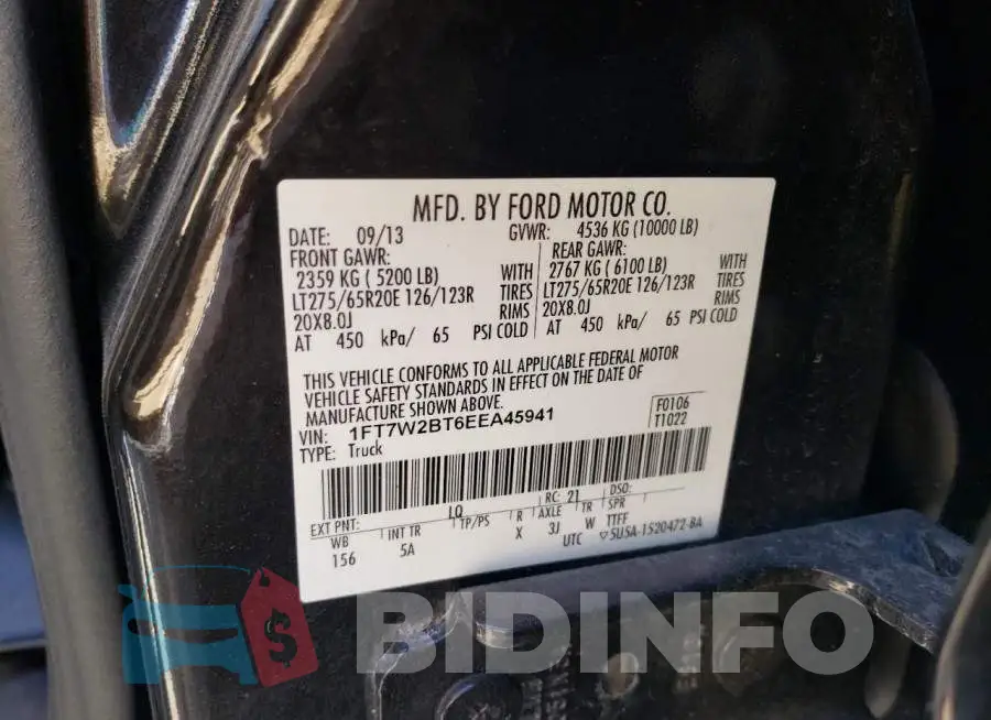 1FT7W2BT6EEA45941 Photo# 10