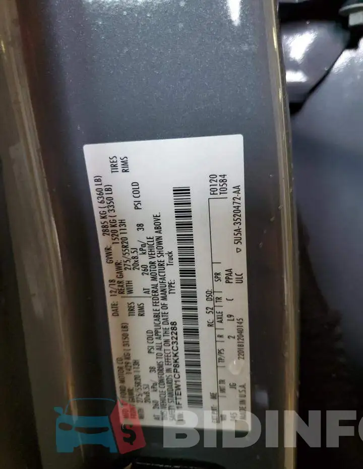 1FTEW1CP8KKC32288 Photo# 10