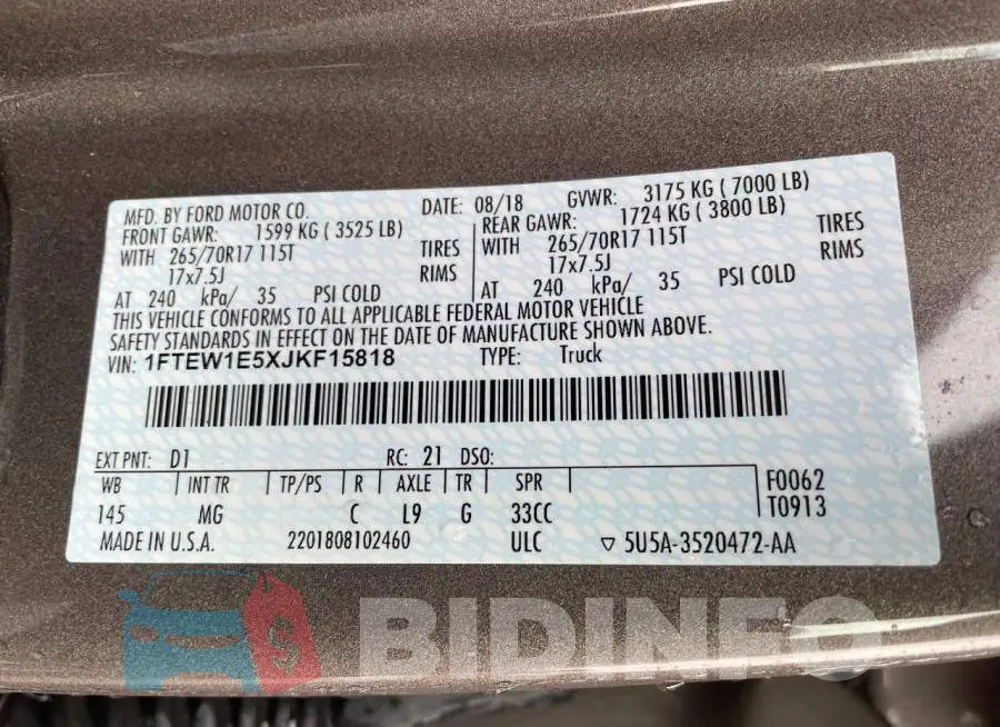 1FTEW1E5XJKF15818 Photo# 10