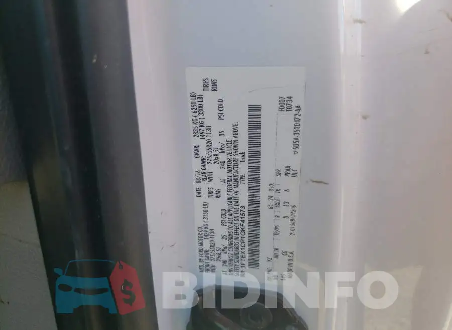 1FTEX1CP1GKF41573 Photo# 10