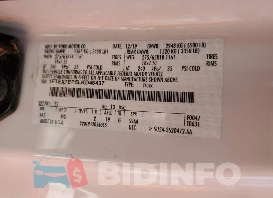 1FTEX1EP5LKD46437 Photo# 12