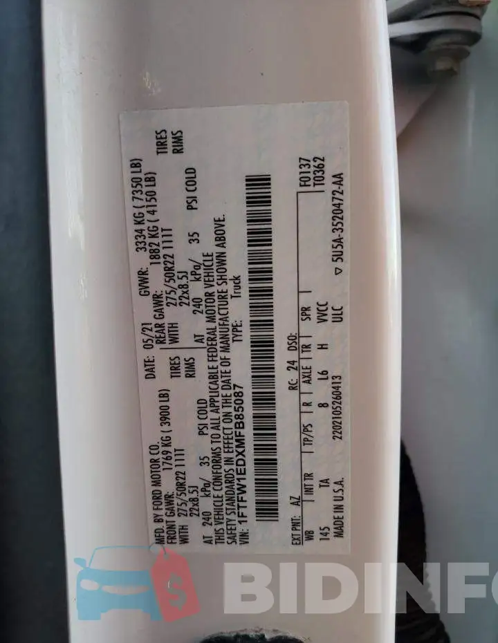 1FTFW1EDXMFB85087 Photo# 12