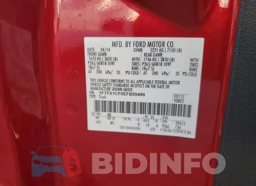 1FTFX1CF0EFB55499 Photo# 12