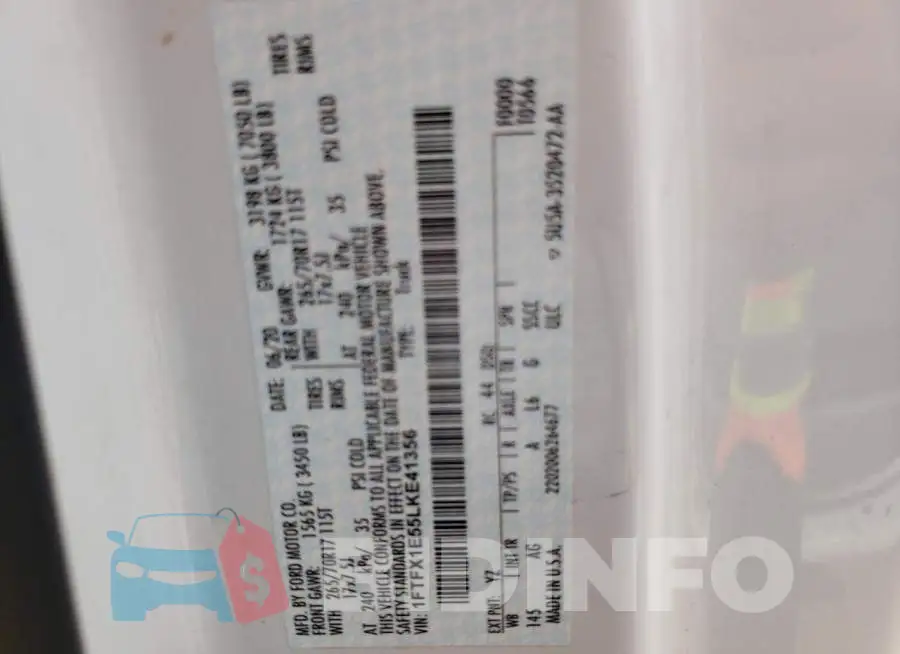 1FTFX1E55LKE41356 Photo# 10