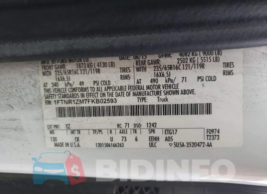 1FTNR1ZM7FKB02593 Photo# 13