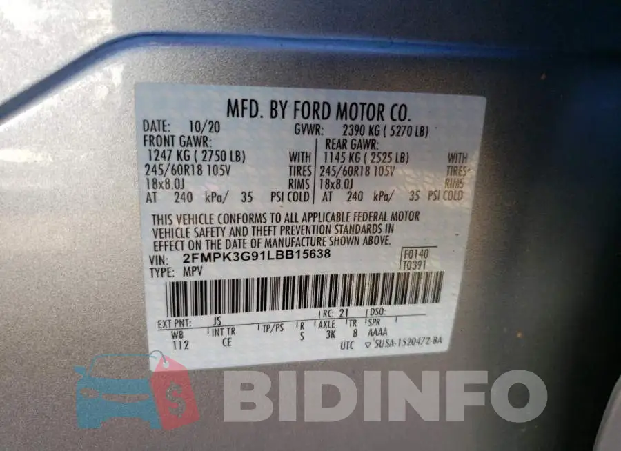 2FMPK3G91LBB15638 Photo# 13