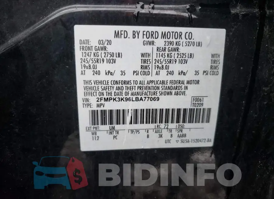 2FMPK3K96LBA77069 Photo# 13