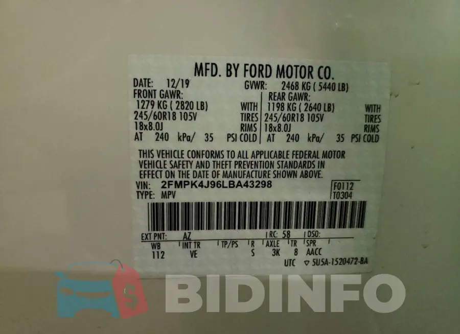 2FMPK4J96LBA43298 Photo# 14
