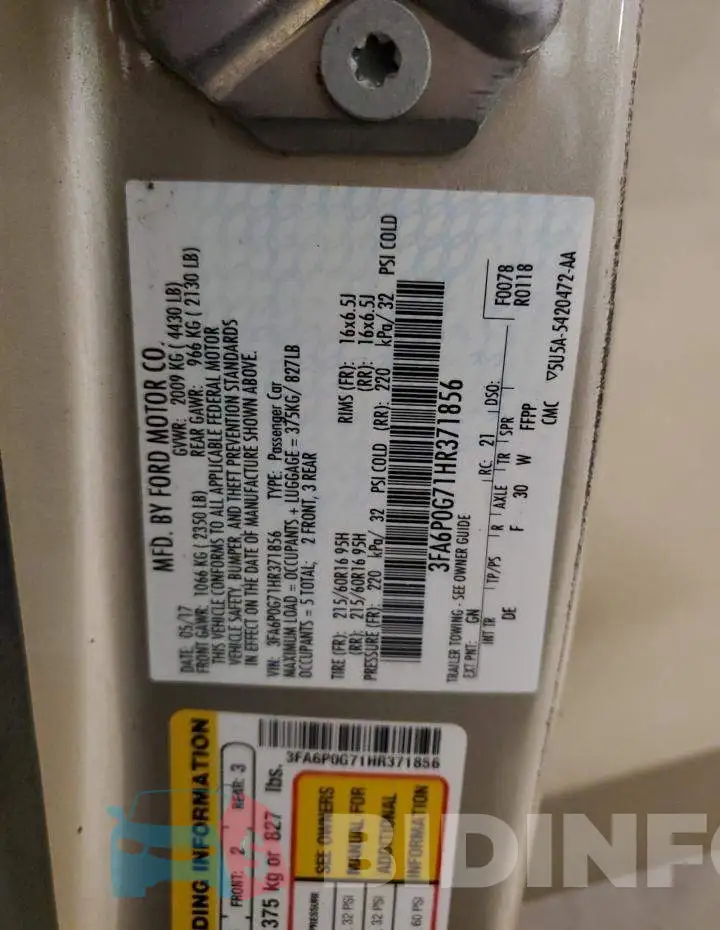 3FA6P0G71HR371856 Photo# 12
