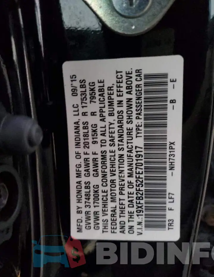 19XFB2F52FE701917 Photo# 12