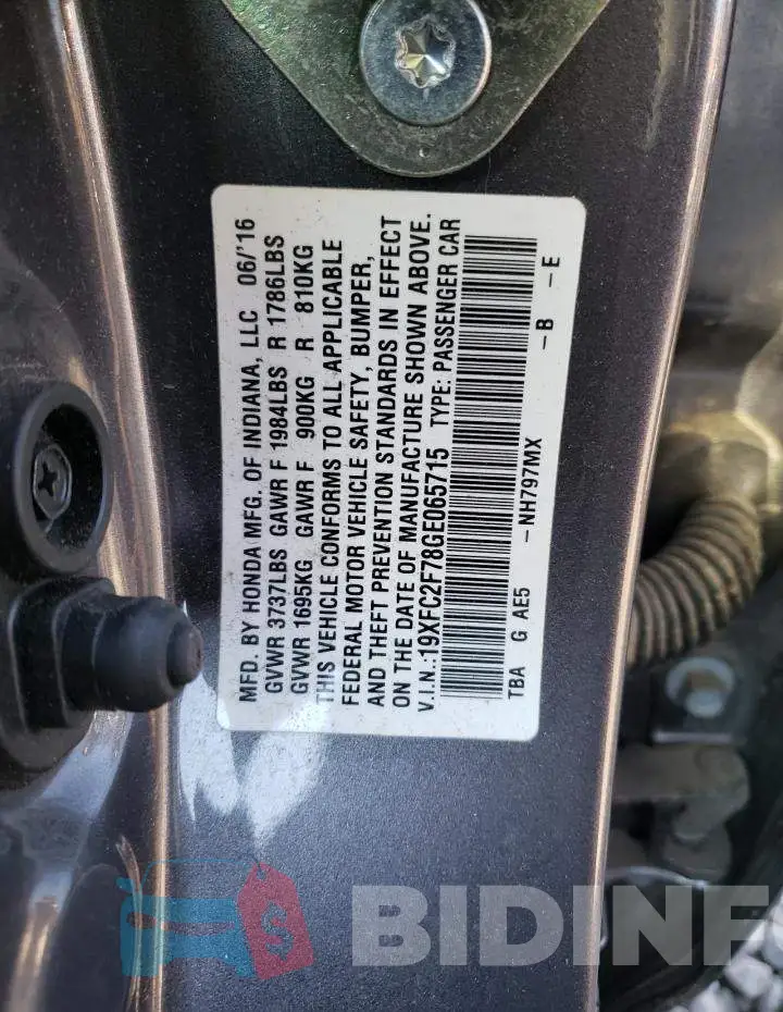 19XFC2F78GE065715 Photo# 12