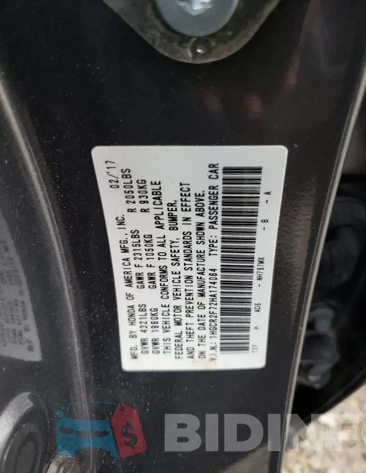 1HGCR2F72HA174064 Photo# 12