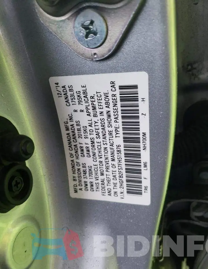 2HGFB2F57FH515876 Photo# 12