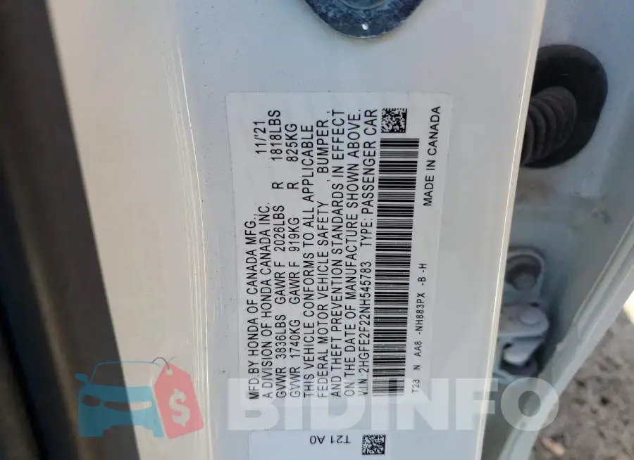 2HGFE2F22NH545783 Photo# 13