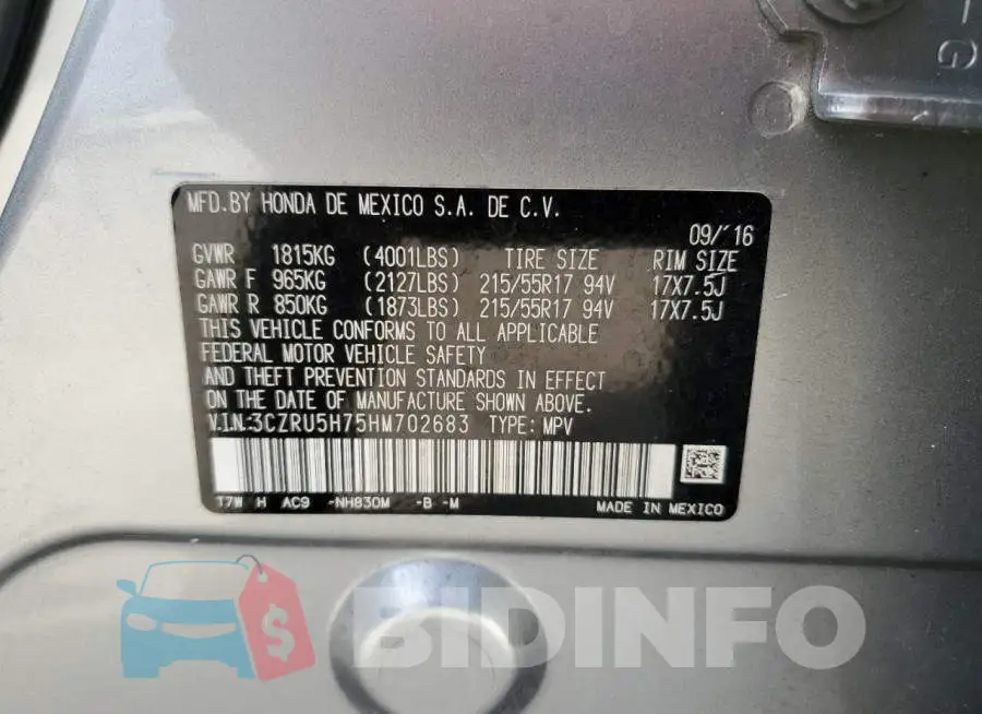 3CZRU5H75HM702683 Photo# 13