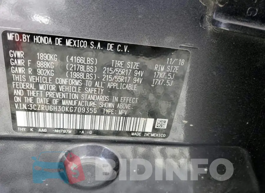 3CZRU6H30KG709355 Photo# 13
