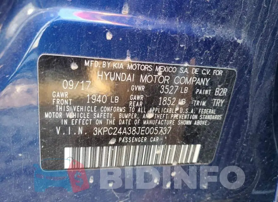 3KPC24A38JE005737 Photo# 12