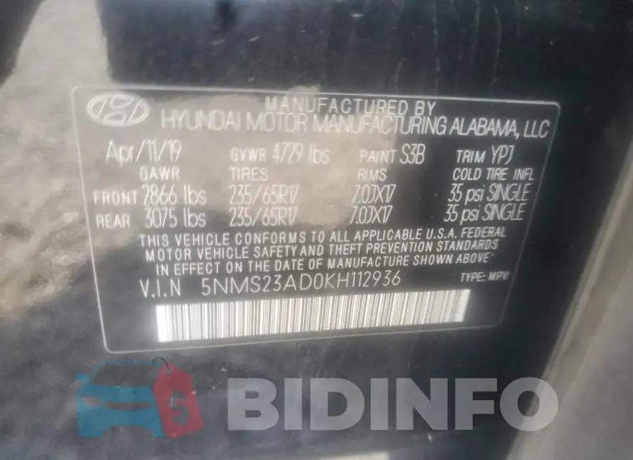 5NMS23AD0KH112936 Photo# 10
