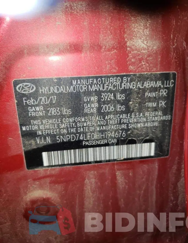 5NPD74LF0HH194676 Photo# 12