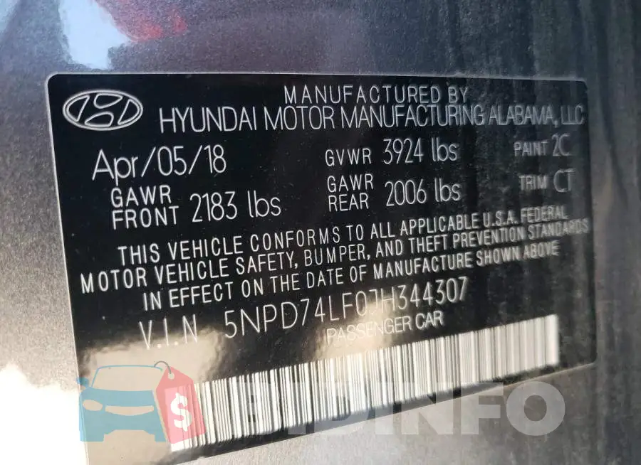 5NPD74LF0JH344307 Photo# 13