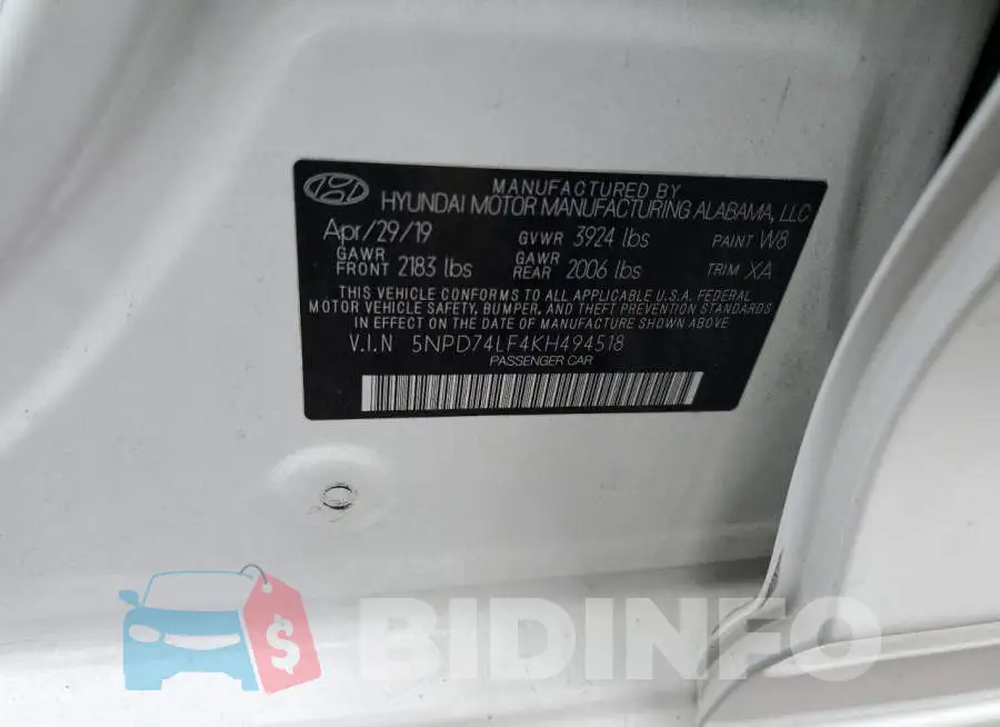 5NPD74LF4KH494518 Photo# 12