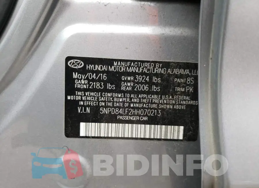 5NPD84LF2HH070213 Photo# 13