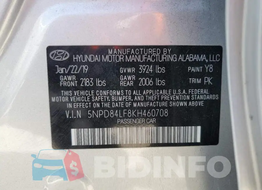 5NPD84LF8KH460708 Photo# 13