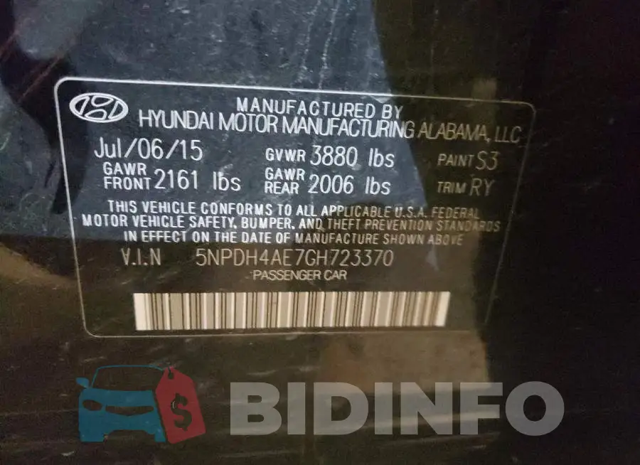 5NPDH4AE7GH723370 Photo# 12