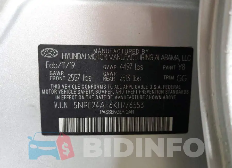 5NPE24AF6KH776553 Photo# 12