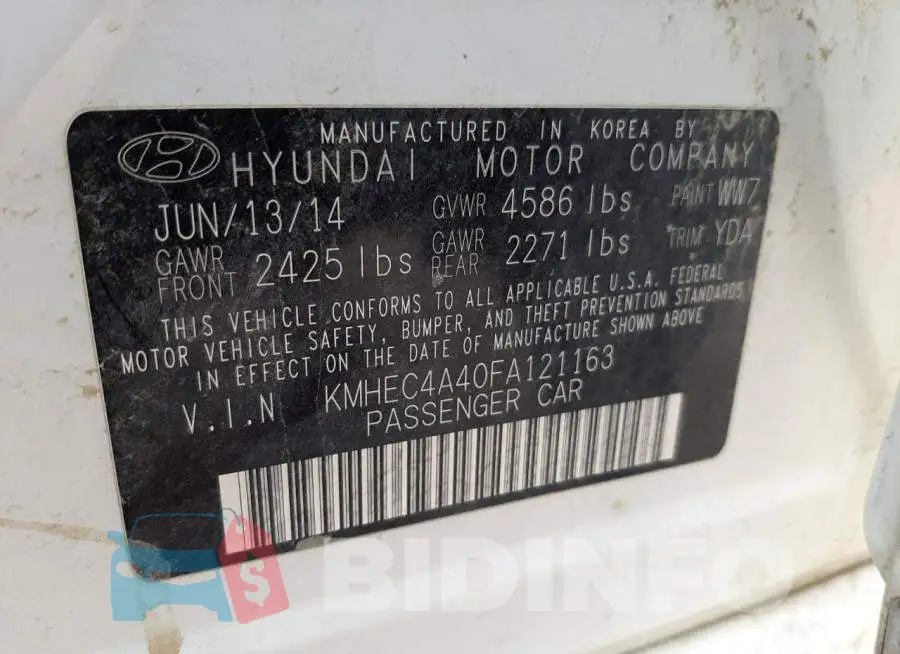 KMHEC4A40FA121163 Photo# 13