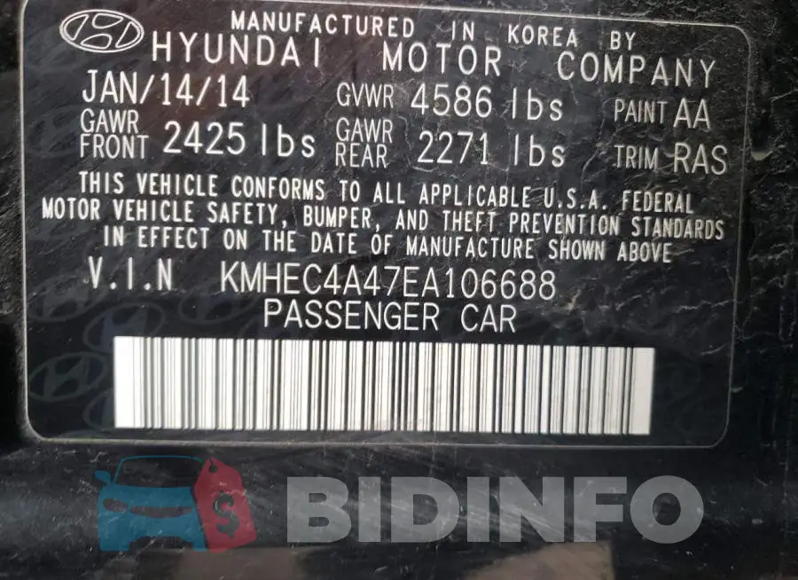 KMHEC4A47EA106688 Photo# 12