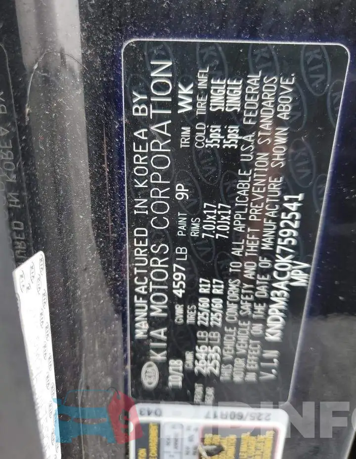 KNDPM3AC0K7592541 Photo# 13