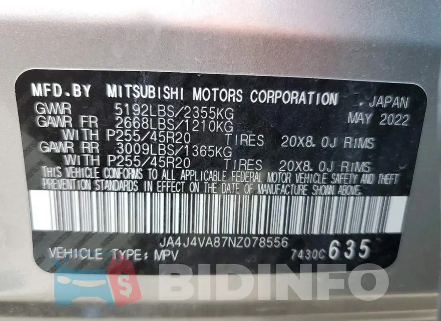 JA4J4VA87NZ078556 Photo# 14
