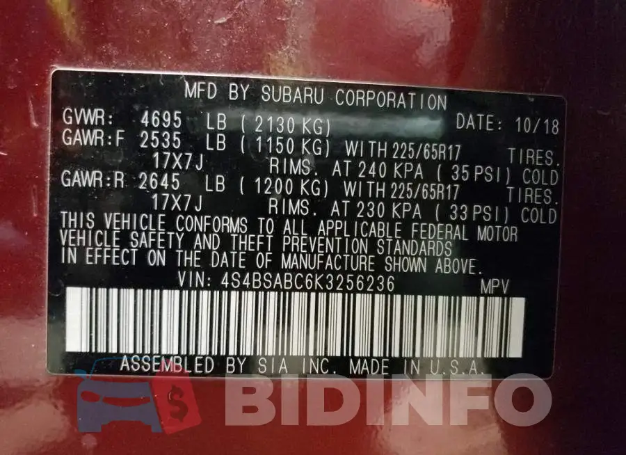 4S4BSABC6K3256236 Photo# 10