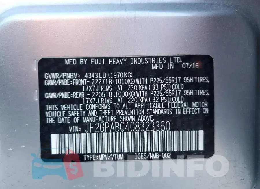 JF2GPABC4G8323360 Photo# 13