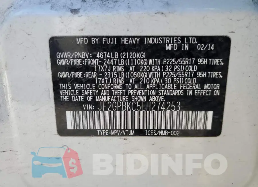 JF2GPBKC5EH274253 Photo# 12