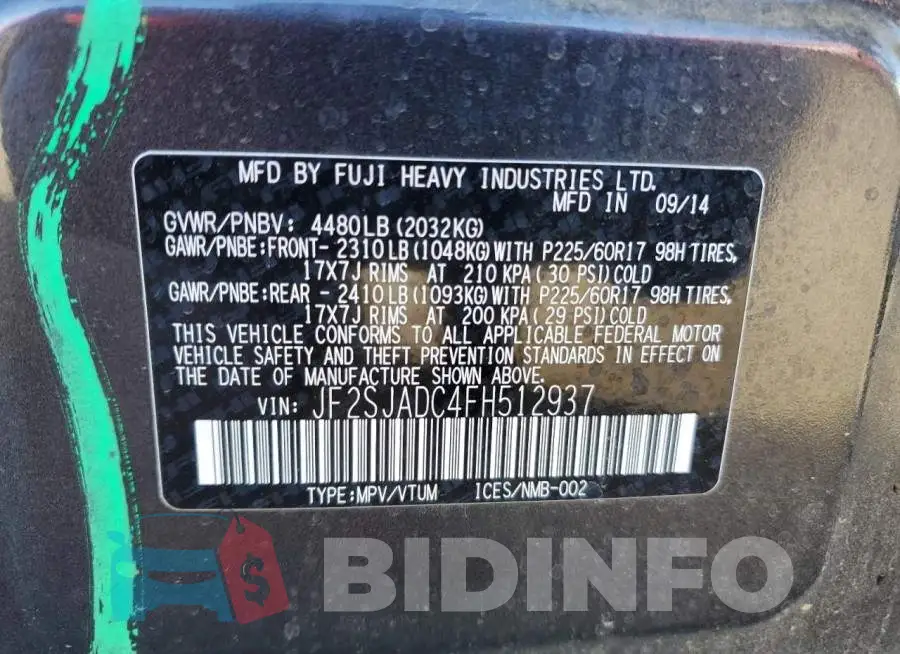 JF2SJADC4FH512937 Photo# 14